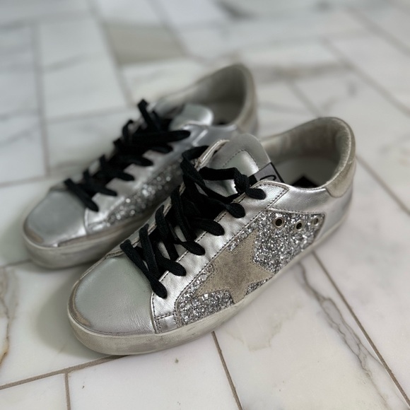 Golden Goose Silver and Black Sneakers - Picture 1 of 4